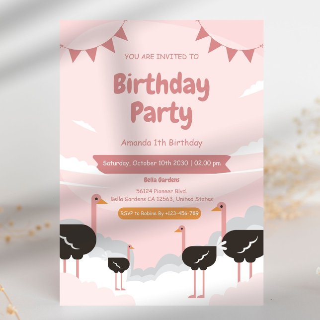 Flamingo Animal 1. Geburtstag Einladung (Von Creator hochgeladen)