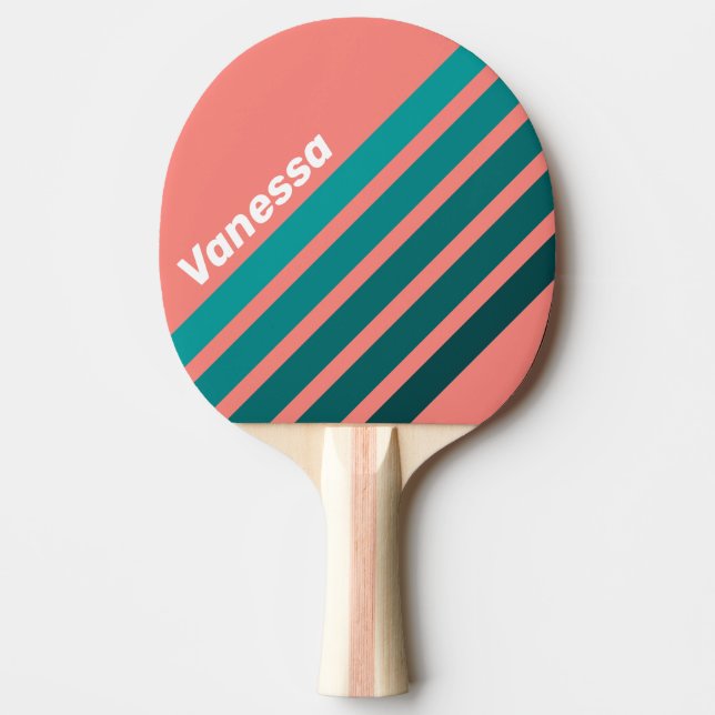 Flamingo Aqua Angled Striping with Name Tischtennis Schläger (Vorderseite)