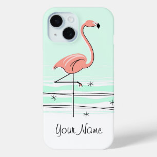 Flamingo Aqua 'Name' iPhone Case