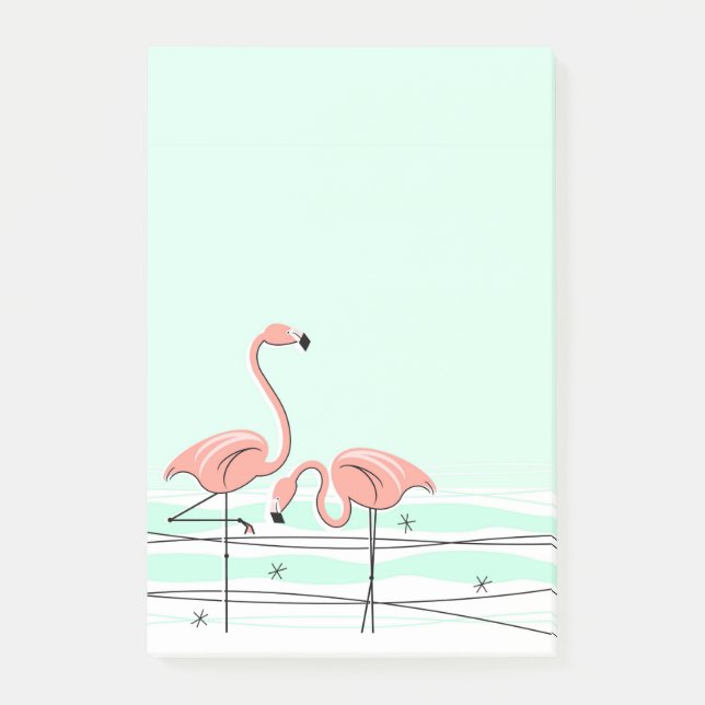 Flamingo-Aqua-Paarvertikale Post-it Klebezettel (Vorderseite)
