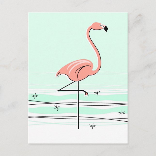 Flamingo Aqua Postkarte (Vorderseite)