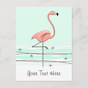 Flamingo Aqua-Textpostkarte Postkarte