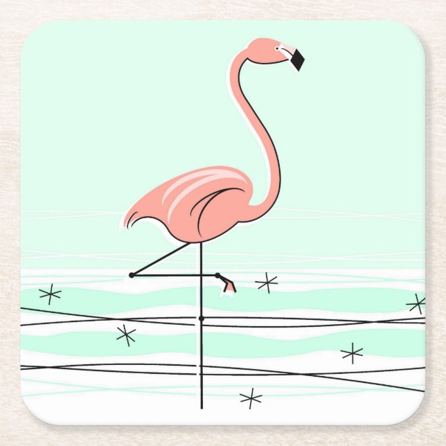 Flamingo Aqua Untersetzer (Vorderseite)