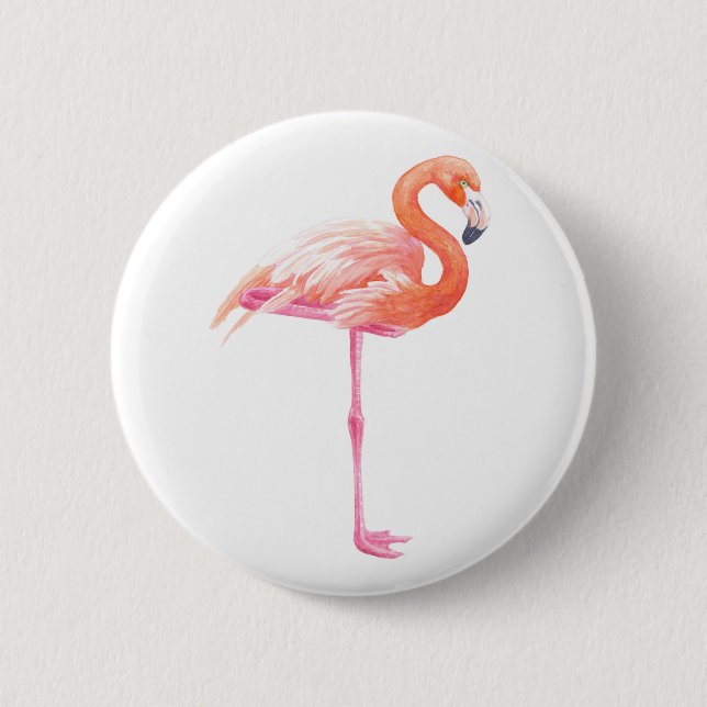 Flamingo-Aquarell Button (Vorderseite)