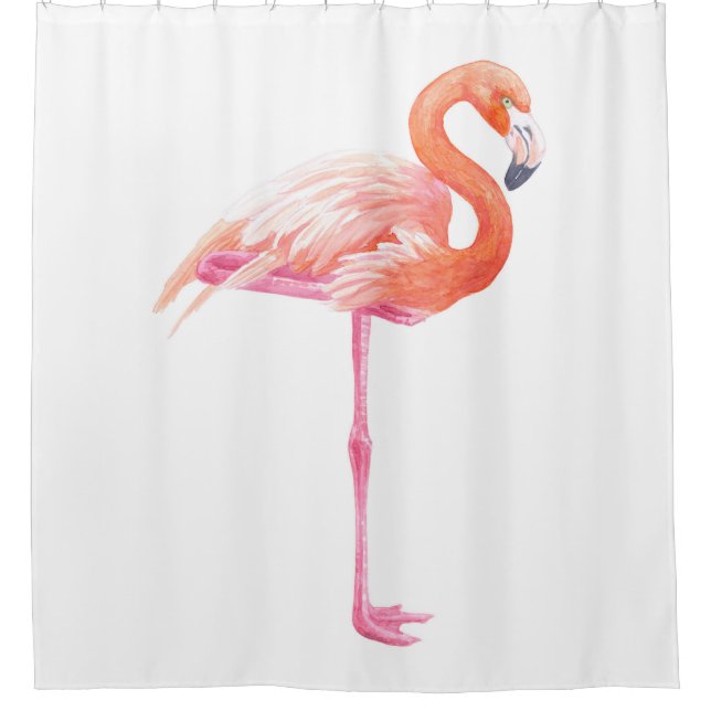 Flamingo-Aquarell Duschvorhang (Vorderseite)