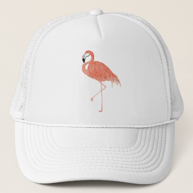 Flamingo-Aquarell-Fernlastfahrer-Hut Truckerkappe (Vorderseite)