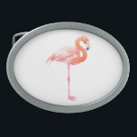 Flamingo-Aquarell Ovale Gürtelschnalle<br><div class="desc">Flamingo mit Aquarellen bemalt.</div>