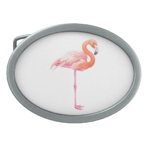Flamingo-Aquarell Ovale Gürtelschnalle
