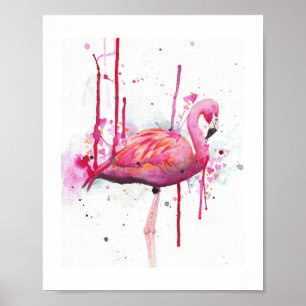 Flamingo-Aquarell Poster