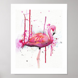 Flamingo-Aquarell Poster