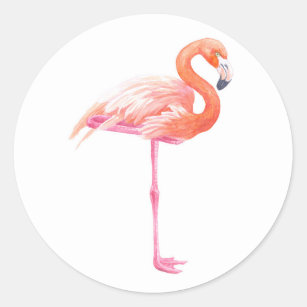 Flamingo-Aquarell Runder Aufkleber