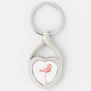 Flamingo-Aquarell Schlüsselanhänger