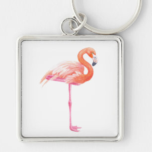 Flamingo-Aquarell Schlüsselanhänger