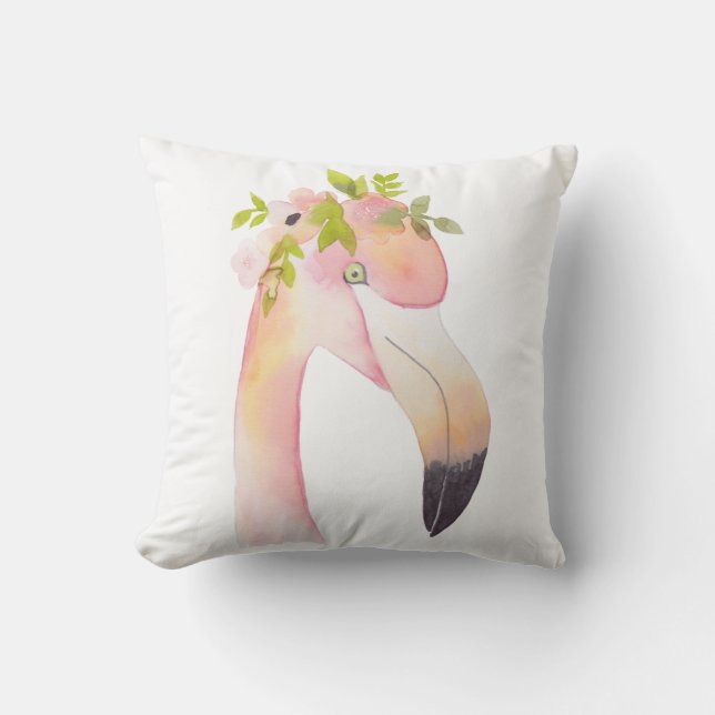 Flamingo Aquarellmalerei - Kissen im Freien (Vorderseite)