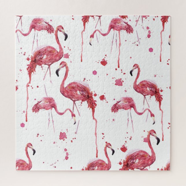 Flamingo Aquarellmuster, lebendiges Design. (Vertikal)