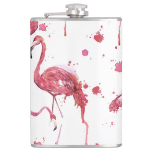 Flamingo Aquarellmuster, lebendiges Design. Flachmann