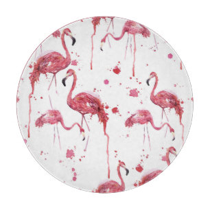 Flamingo Aquarellmuster, lebendiges Design. Schneidebrett