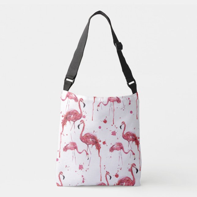 Flamingo Aquarellmuster, lebendiges Design. Tragetaschen Mit Langen Trägern (Vorderseite)