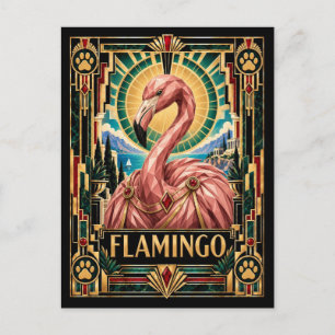 Flamingo, Art Deco-Wildlife Postkarte