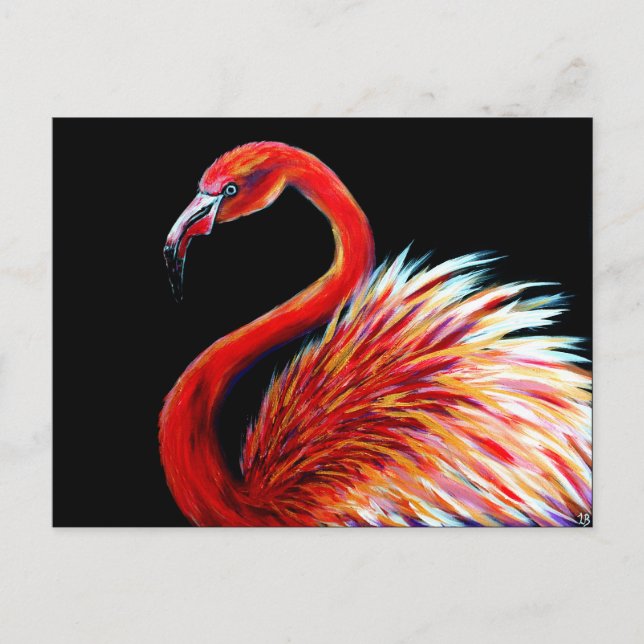 Flamingo Art Print Postcard Postkarte (Vorderseite)