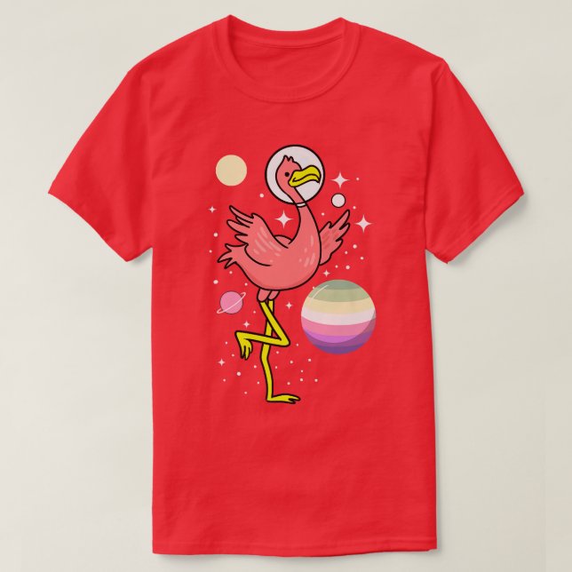 Flamingo Astronaut Genderfae Pride  T-Shirt (Design vorne)