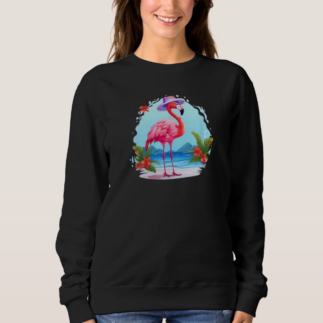 Flamingo At Beach Summer Vacation Sweatshirt (Vorderseite)