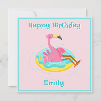 Flamingo auf einem Ring mit Pool Karte