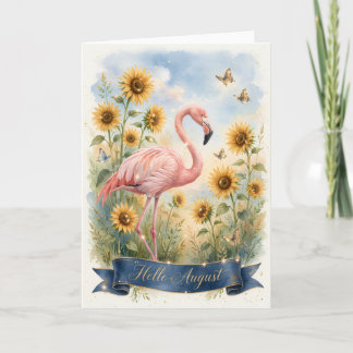 Flamingo August Karte -- Hallo August Karte