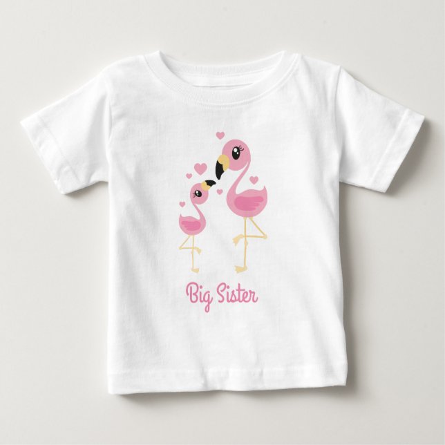 Flamingo Baby Dusche Niedlich Tropical Big Sister Baby T-shirt (Vorderseite)