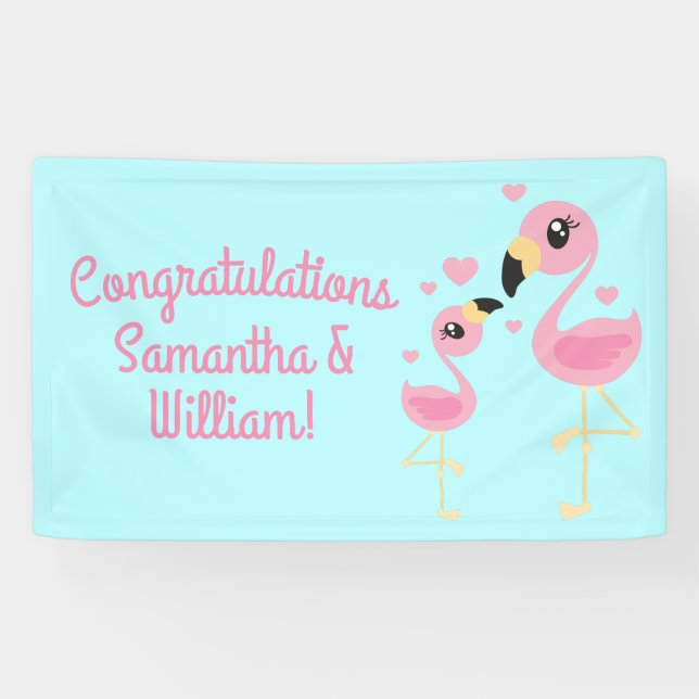Flamingo Baby Dusche Niedlich tropische Banner (Horizontal)