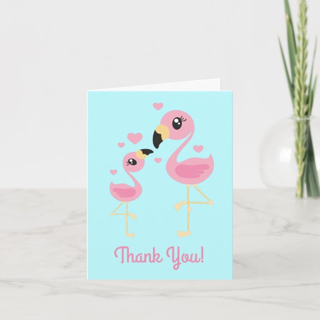 Flamingo Baby Dusche Niedlich tropische Dankeskarte (Vorderseite)