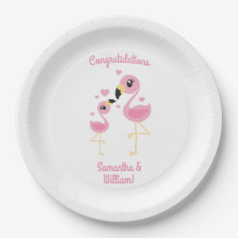 Flamingo Baby Dusche Niedlich tropische Pappteller
