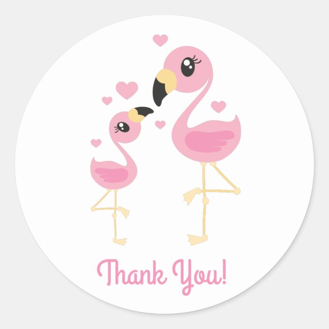 Flamingo Baby Dusche Niedlich tropische Runder Aufkleber (Vorderseite)