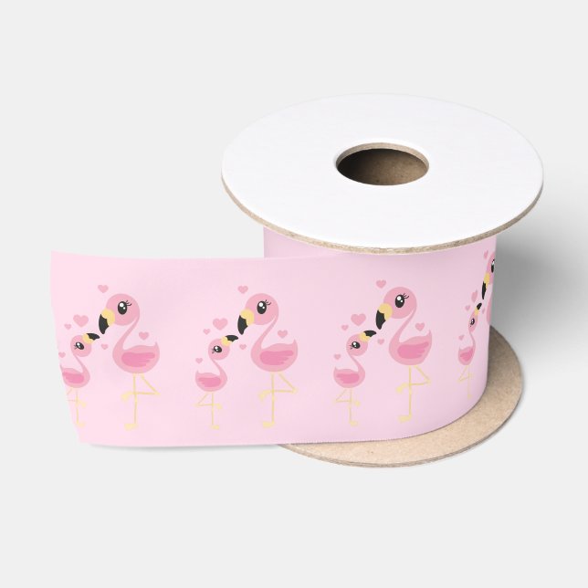 Flamingo Baby Dusche Niedlich tropische Satinband (Spule)