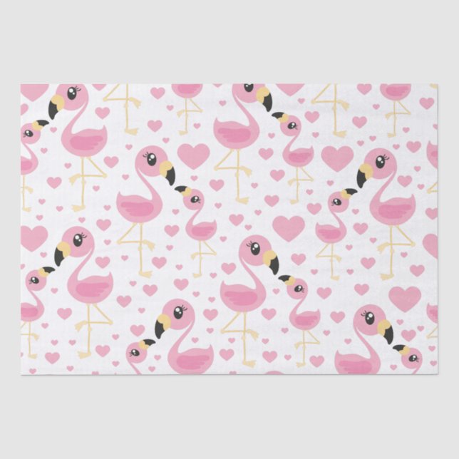 Flamingo Baby Dusche Niedlich tropische Seidenpapier (Vorderseite)