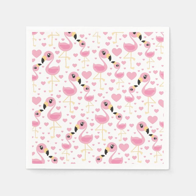 Flamingo Baby Dusche Niedlich tropische Serviette (Vorderseite)