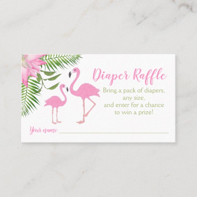 Flamingo Baby Duwer Diaper Raffle Ticket (Vorderseite)
