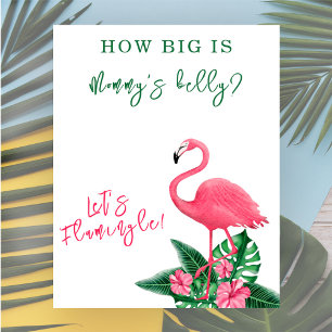 Flamingo-Baby-Party Wie dick ist Mamas Bauch Poster