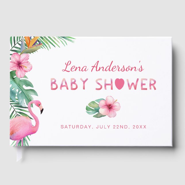 Flamingo Baby Shower Guest Book for Girl Gästebuch (Vorderseite)