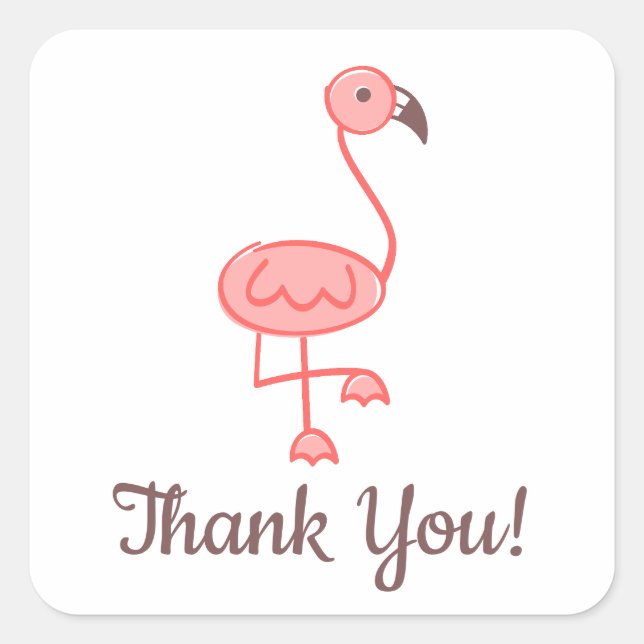Flamingo Baby Shower Vielen Dank Quadratischer Aufkleber (Vorderseite)
