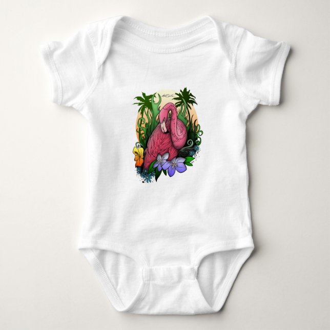 Flamingo Baby Strampler (Vorderseite)