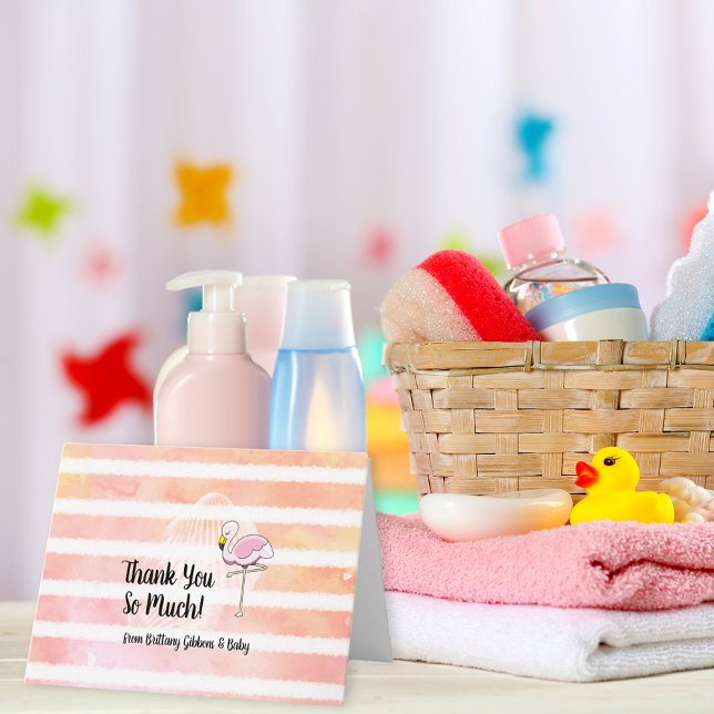 Flamingo Babydusche Vielen Dank Dankeskarte (Von Creator hochgeladen)