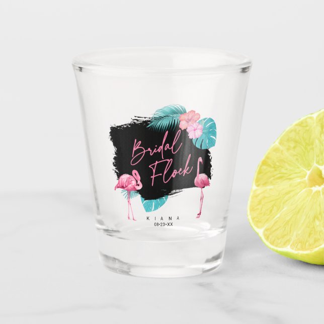 Flamingo Bachelorette Bridal Flock ID930 Schnapsglas (Vorderseite)