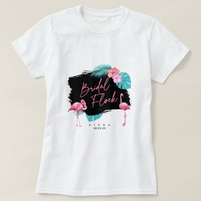 Flamingo Bachelorette Bridal Flock ID930 T-Shirt (Design vorne)