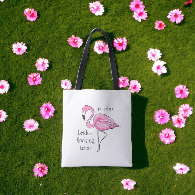 Flamingo Bachelorette Bride: Name des flocken Stam Tasche (Von Creator hochgeladen)
