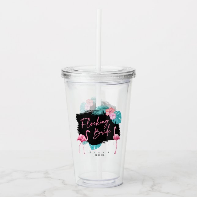Flamingo Bachelorette Flocking Bride V2 ID930 Acryltrinkbecher (Vorderseite)