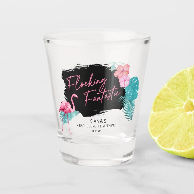 Flamingo Bachelorette Flocking Fantastic V2 ID930 Schnapsglas (Vorderseite)