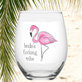 Flamingo Bachelorette Flocking Tribe Personalisier Weinglas Ohne Stiel