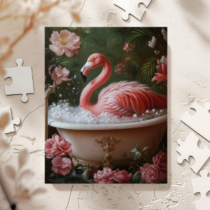 Flamingo-Badewanne Florale Tropische Wandkunst