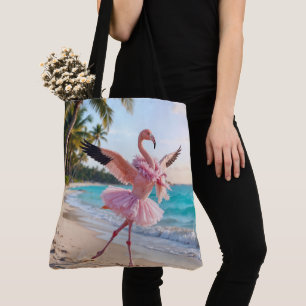 Flamingo-Ballerina in einem rosa Tutu am Strand Tasche